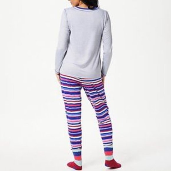 Cuddl Duds Cozy Jersey Novelty Pajama Set W Socks - Picture 2 of 6